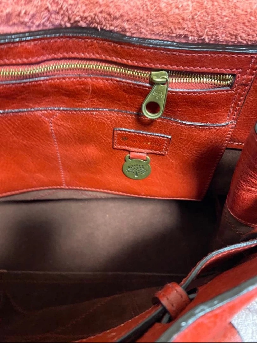 Mulberry Two-Tone Red and Orange Leather Satchel - Picture 6 of 10